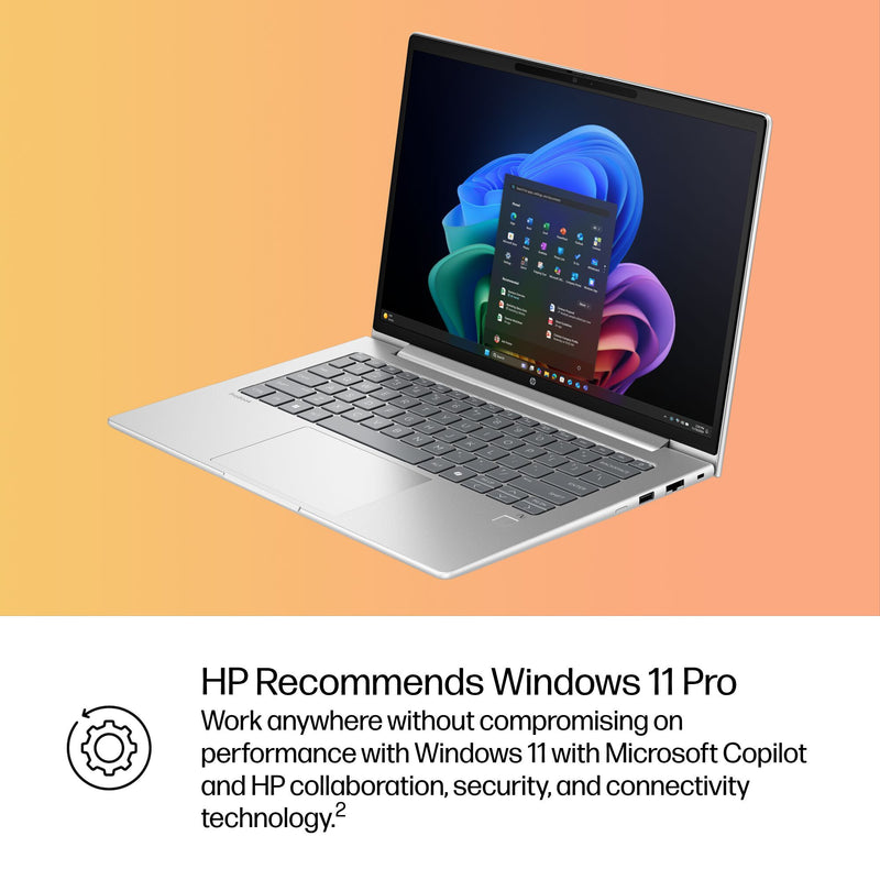 HP ProBook 4 G1q Next Gen AI PC Copilot+ PC Qualcomm Snapdragon X1-26-100 Laptop 35.6 cm (14") WUXGA 16 GB LPDDR5x-SDRAM 512 GB SSD Wi-Fi 6E (802.11ax) Windows 11 Pro Silver