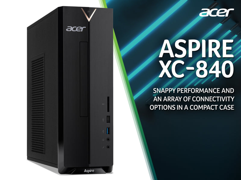 Acer Aspire XC-840 Tower Desktop - Intel Pentium N6005, 8GB, 256GB SSD, Integrated Graphics, No Display, Windows 11, Black