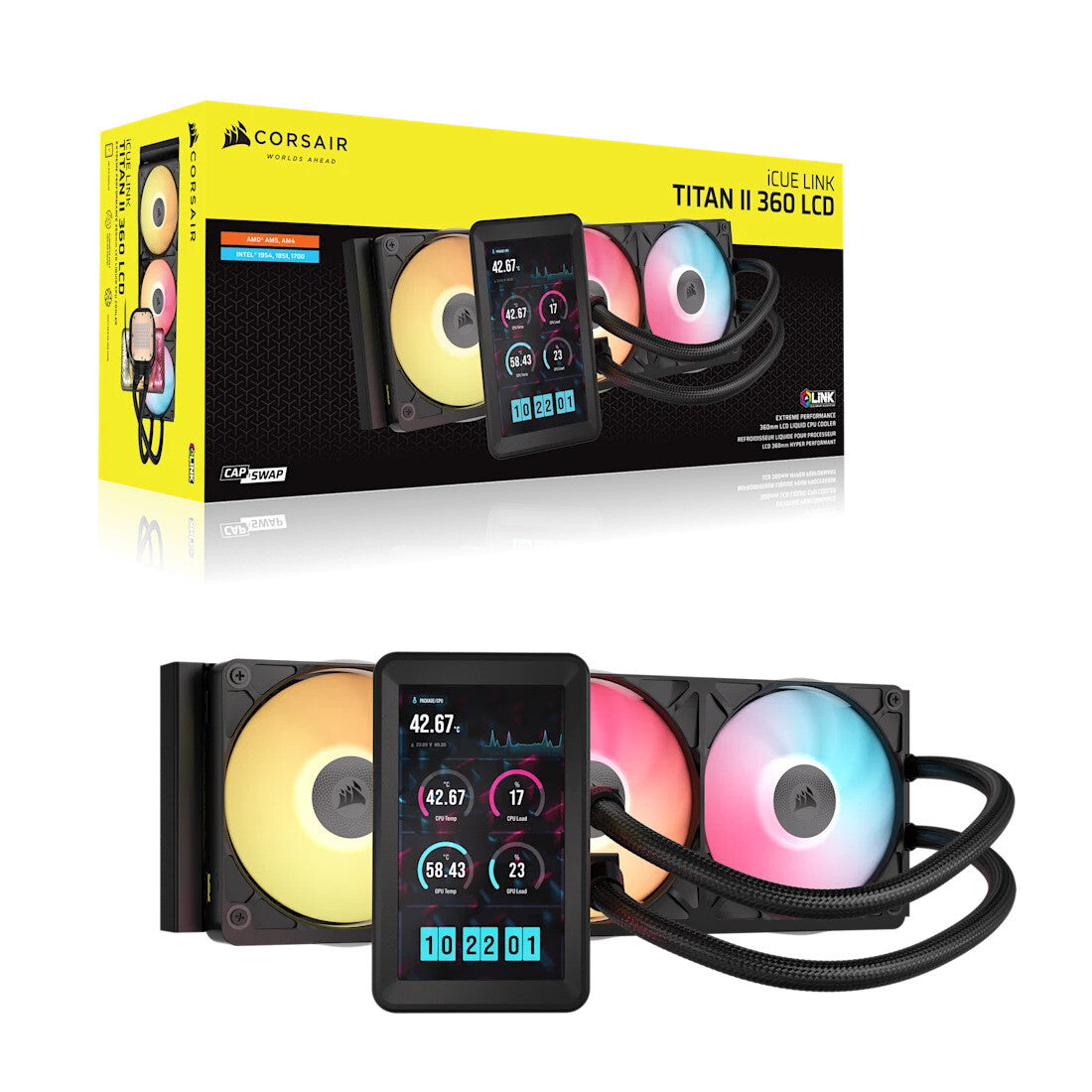 Corsair iCUE LINK TITAN II 360 RX LCD Processor All-in-one liquid cooler 36 cm Black - image 2