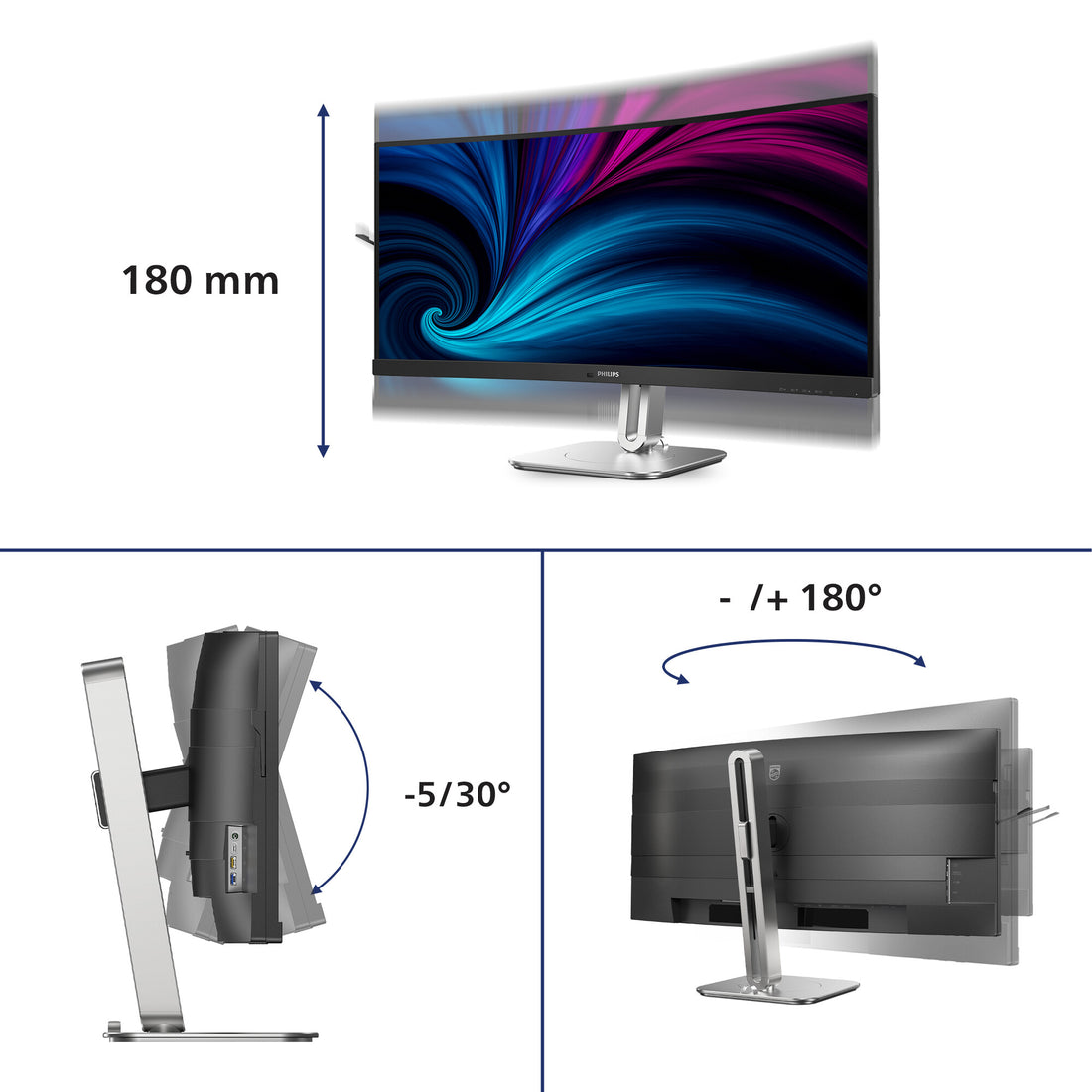 Philips 5000 series 34B2U5900C/00 computer monitor 34" 5120 x 2160 pixels WUHD LCD Grey - image 3