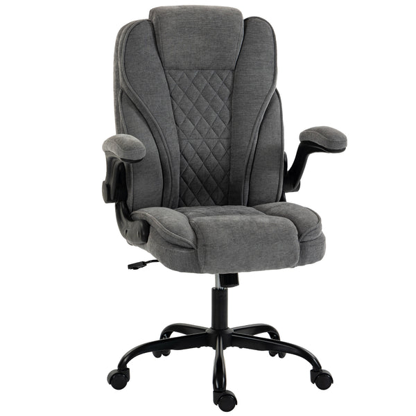 HOMCOM Office Chair, Ergonomic Desk Chair with Flip-up Armrest, Pocket Springs, Swivel Wheels, Adjustable Height, Grey