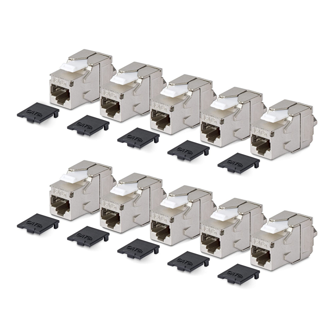 StarTech.com Shielded Cat6a Keystone Jack, 10-Pack RJ45 Ethernet Keystone Jacks, STP Cat6a Wall Jack - image 6