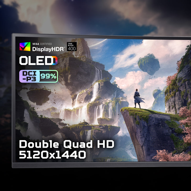 Acer X Predator X49X curved ultra-wide QD-OLED gaming monitor - 49", 32:9, QD-OLED, 1800R curve, Double Quad HD, 240Hz, 0.03ms, AMD FreeSync Premium, DisplayHDR 400 True Black, HDMI, DP & USB-C