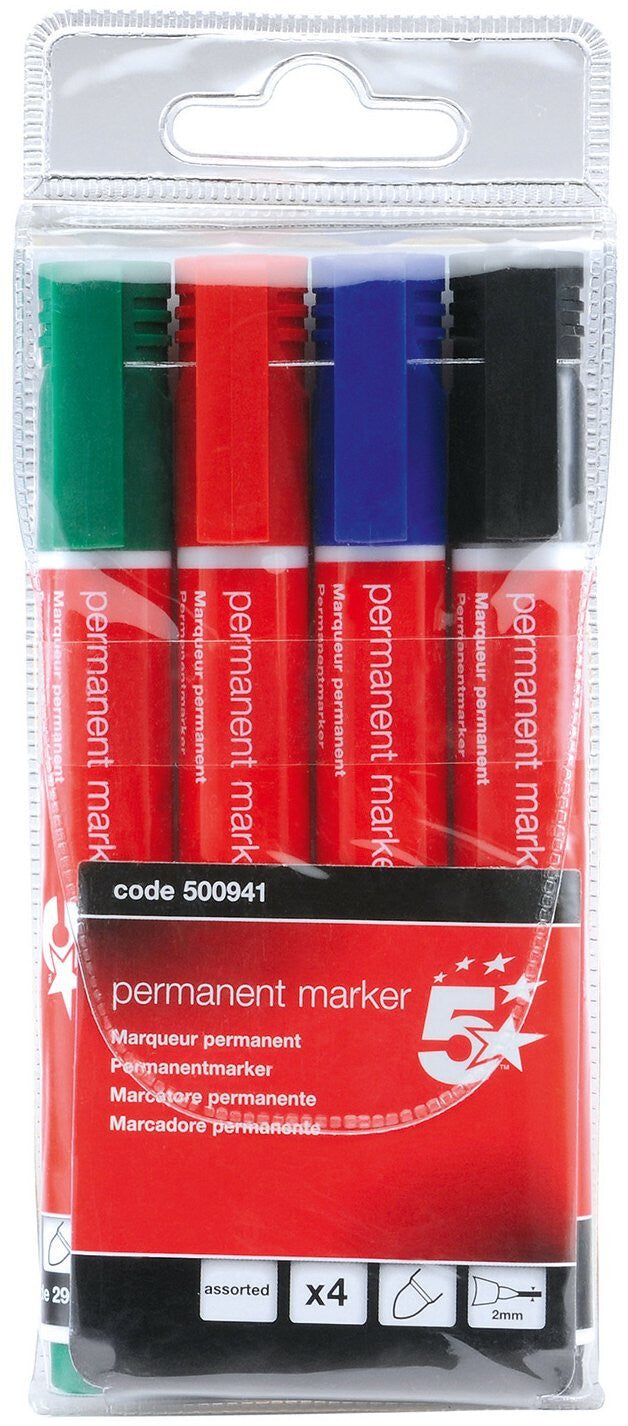 5Star 500941 marker 4 Bullet tip Black, Blue, Green, Red