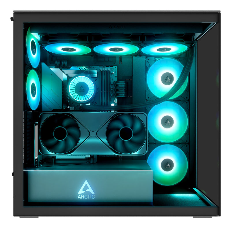 ARCTIC Xtender VG (Mirror Black) Premium E-ATX PC Case with Vertical GPU Mounting