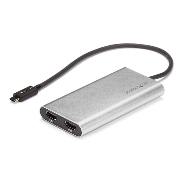 StarTech.com Thunderbolt to Dual HDMI 2.0 Adapter, Dual 4K 60Hz Thunderbolt to HDMI Converter, 2x HDMI Monitor Video Display Adapter, Thunderbolt Certified - Mac & Windows