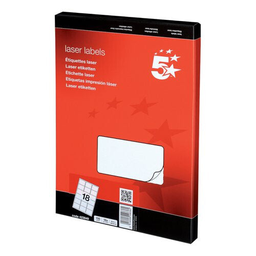 5Star 423849 self-adhesive label Rectangle Permanent White 1800