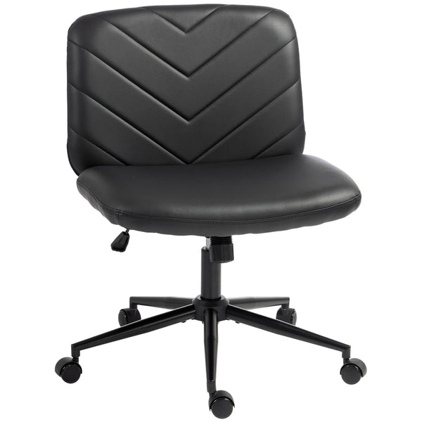 HOMCOM Home Office Desk Chair Height Adjustable Swivel Chair Cross Legged Wide Seat Swivel Wheels Black
