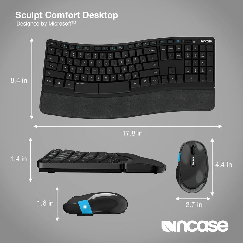 Incase Designed by Microsoft Sculpt Comfort Desktop keyboard Mouse included Office RF Wireless QWERTY German Black