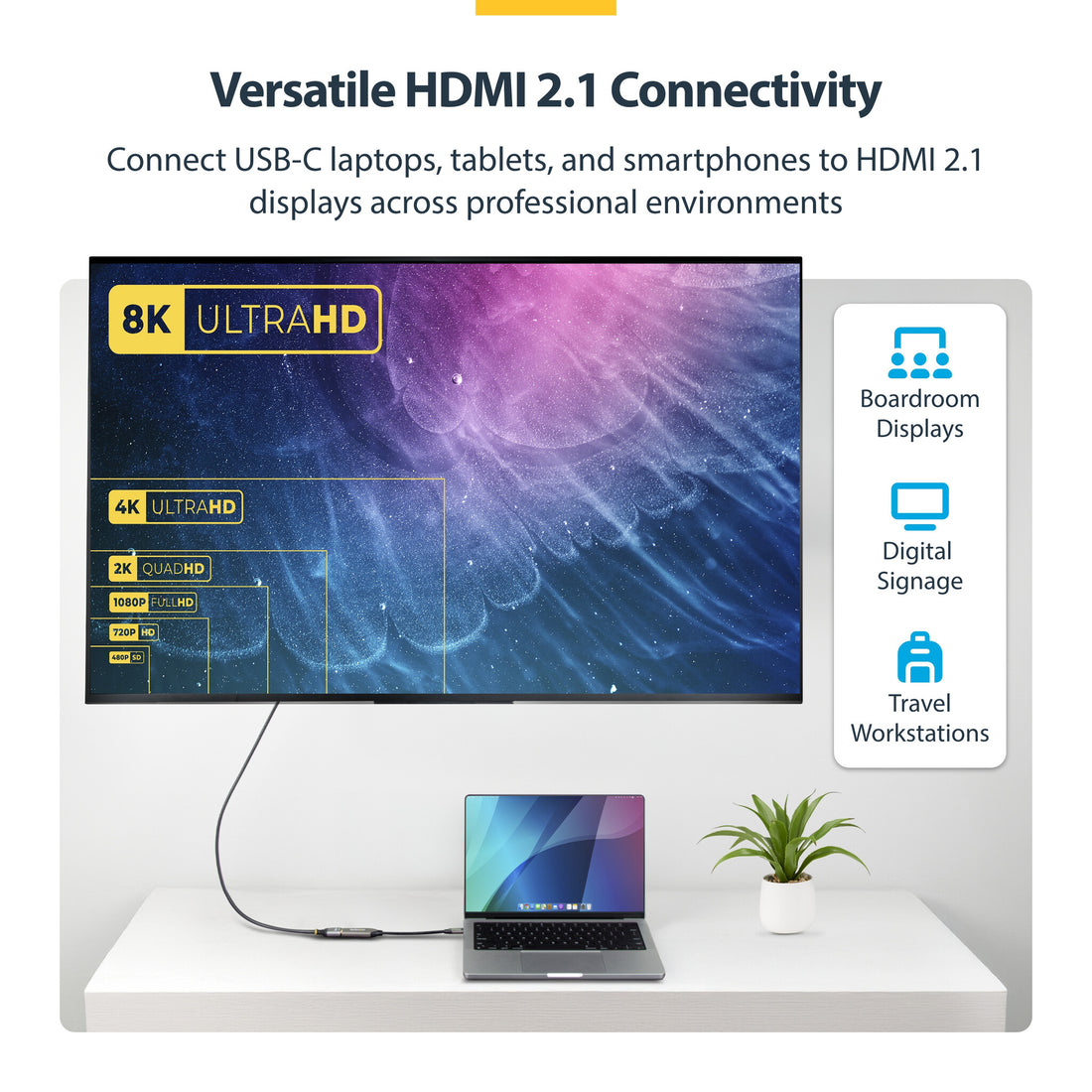 StarTech.com USB-C to HDMI Adapter, 8K 60Hz / 4K 120Hz, Thunderbolt / USB4 Compatible, USB C to HDMI 2.1 - image 9