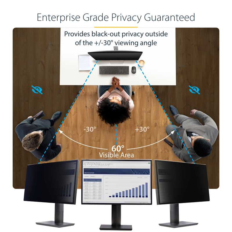 StarTech.com 27-inch 16:9 Computer Monitor Privacy Screen, Hanging Acrylic Filter, Quick-Install Security Shield, Monitor Screen Protector, +/- 30 Deg. View, Glossy