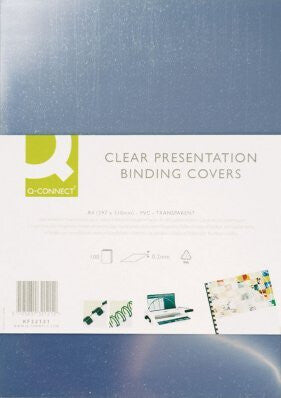 Q-CONNECT KF24011 binding cover A4 Polyvinyl chloride (PVC) Transparent 100