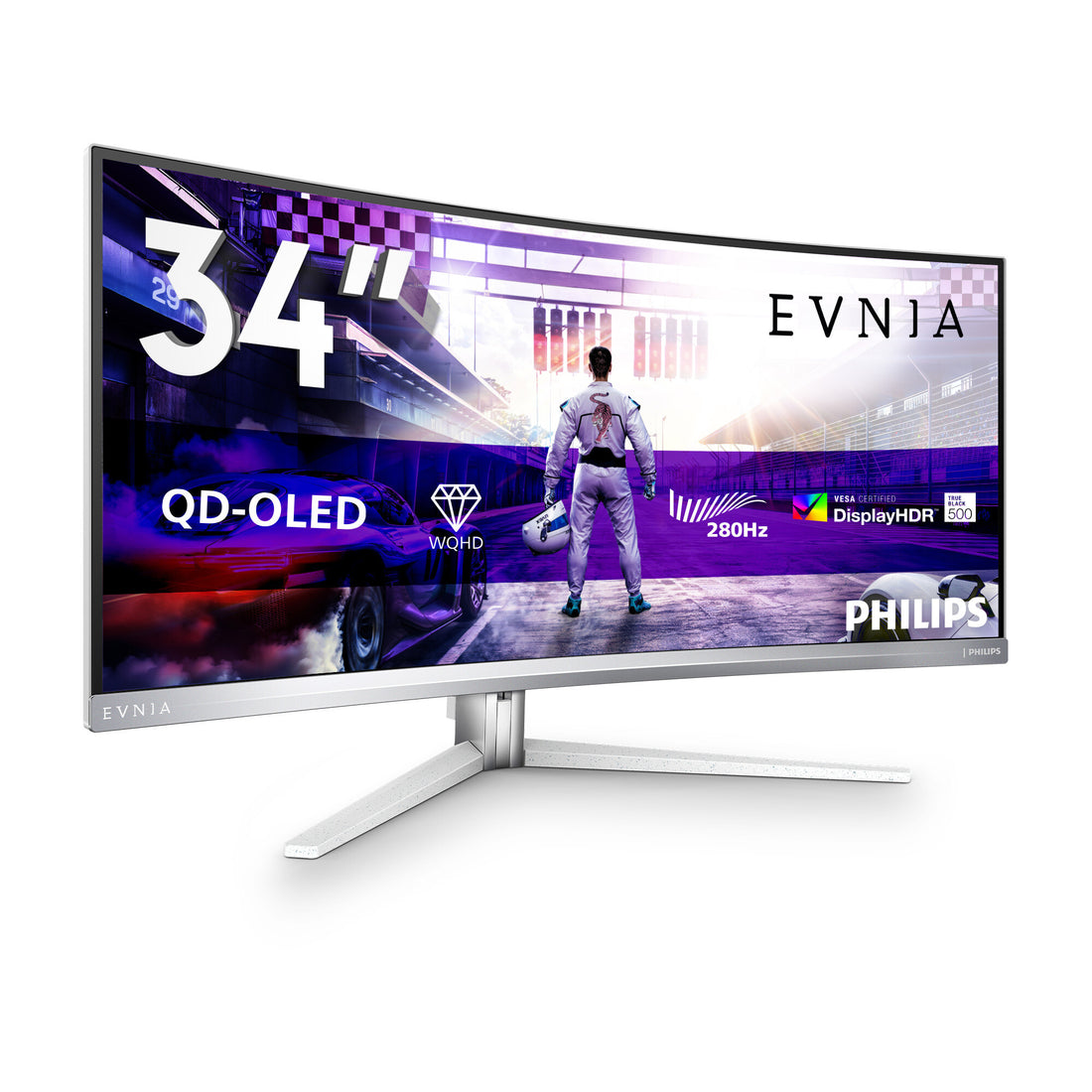 Philips 34M2C8600P computer monitor 86.4 cm (34") 3440 x 1440 pixels UltraWide Quad HD OLED White