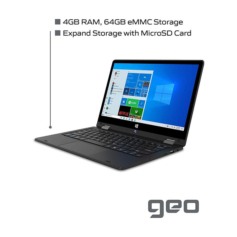 Geo GeoFlex GE148 110 4GB, 64GB 11.6" Touchscreen Laptop + 1 Year MS365 Subscription