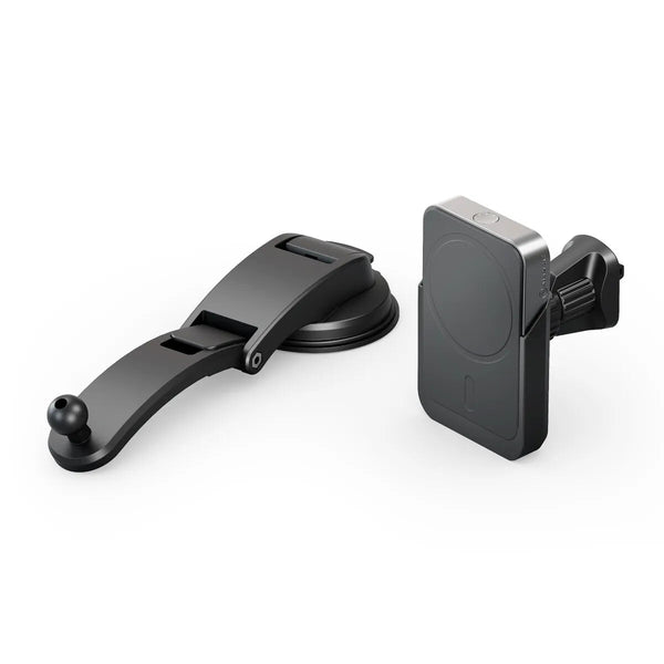 ALOGIC Matrix+ Universal Wireless Car Charger with 5000mAh Wireless Magnetic Power Bank, Air Vent and Dashboard Mount Includes 30W USB-C Car Charger, USB-C to USB-C Cable
