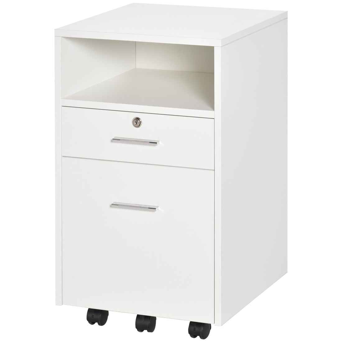 Vinsetto Lockable Two-Drawer Filing Cabinet, with Wheels - White
