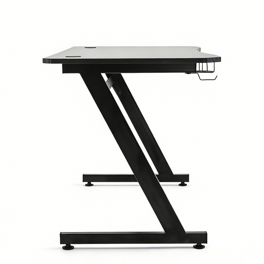HOMCOM Gaming Desk 120 x 65 cm Steel Frame with Cup Holder, Headphone Hook, Adjustable Feet and Cable Organiser, Home Office Computer Table, Black