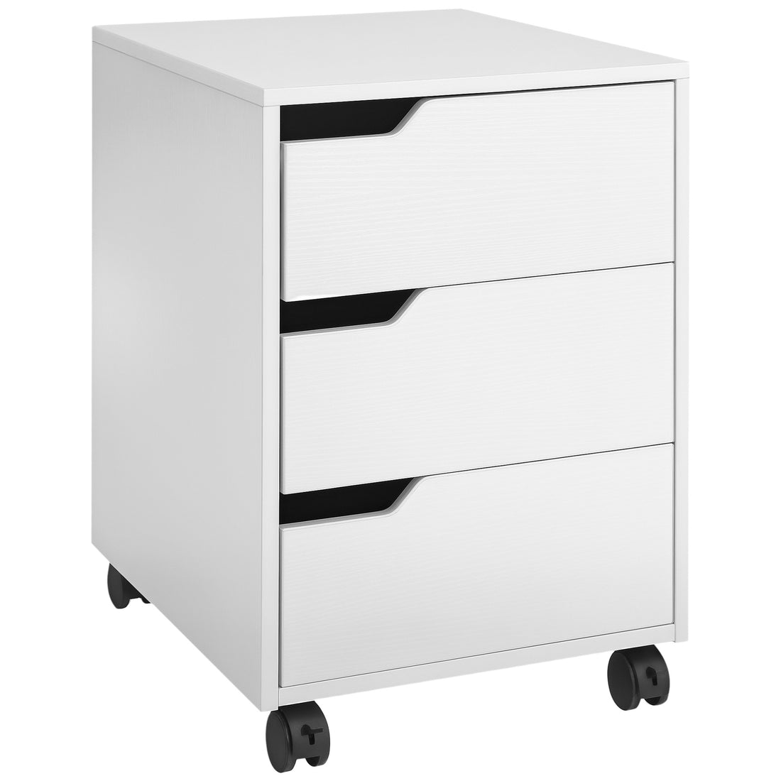 HOMCOM 3 Drawer Mobile File Cabinet, Vertical Filing Cabinet with Wheels for Home Office, White