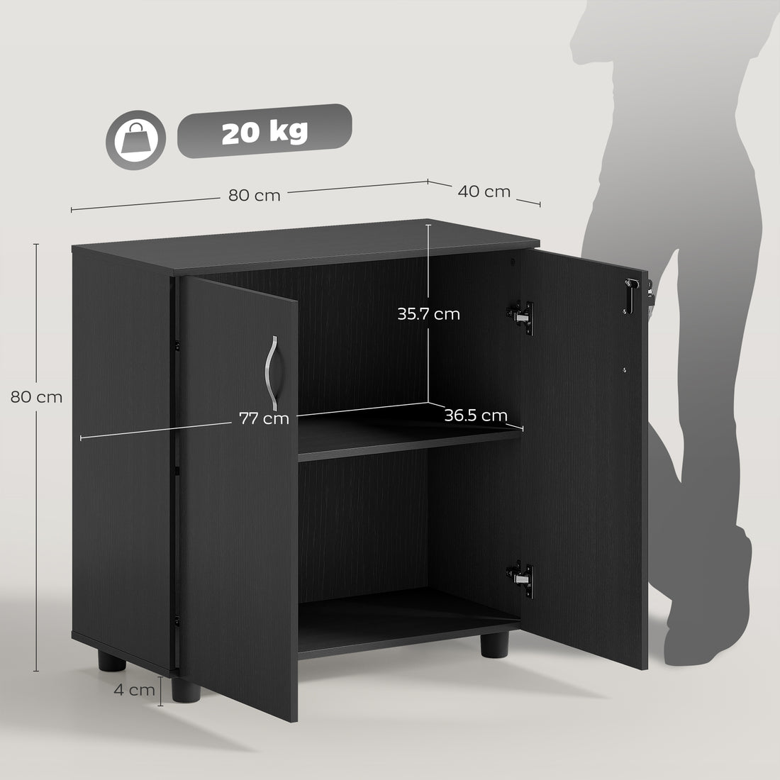 Vinsetto Two-Tier Locking Office Storage Cabinet - Black