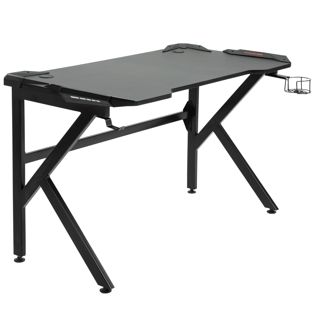 HOMCOM Gaming desk with Cup Holder Headphone Hook Feet Adjustable 120 x 66 x 75cm Black