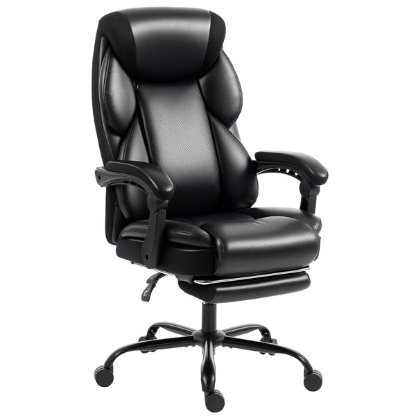 HOMCOM Adjustable Office Chair Reclining Computer Desk Chair with Footrest, Armrest, Casters, Black