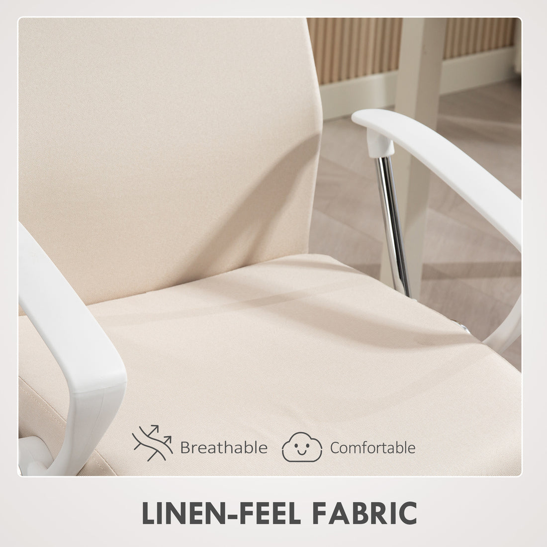 HOMCOM Fabric High Back Office Chair - Cream White
