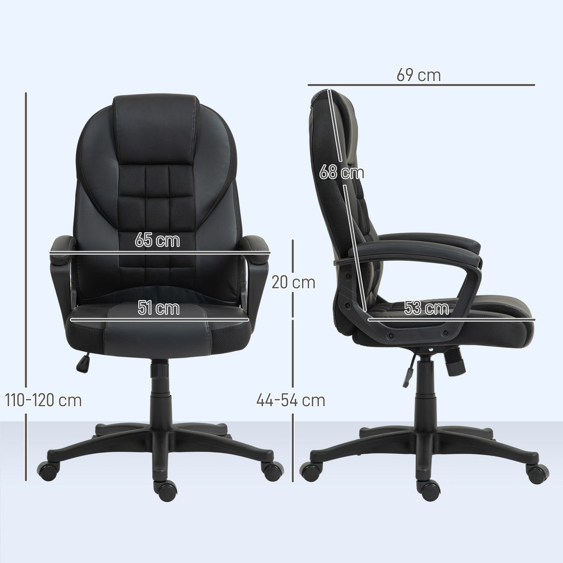 HOMCOM Faux Leather Office Chair with Tilt and PU Castors - Black
