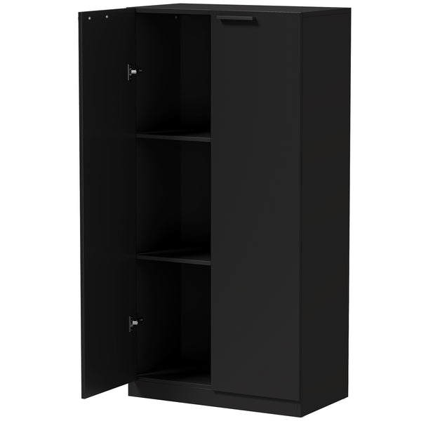 HOMCOM 120 cm Tall Storage Cabinet Cupboard, 3-Tier File Organiser Wooden Filing Cabinet, Black