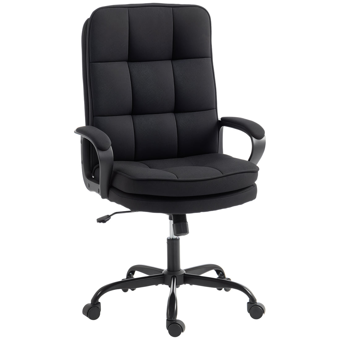 HOMCOM Double Padded Linen-Look Office Chair - Black