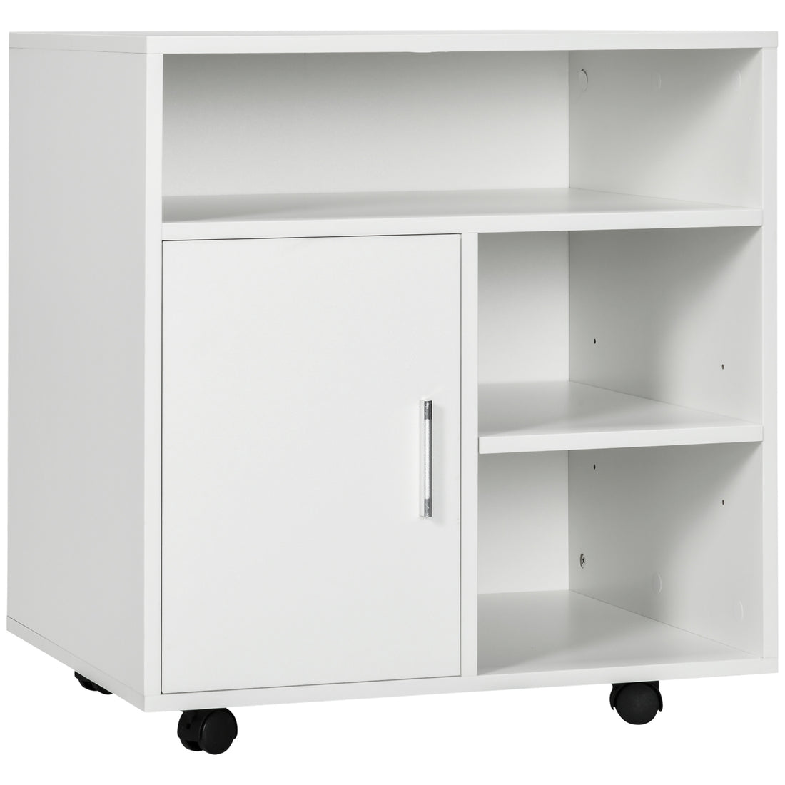HOMCOM Multi-Storage Printer Stand, Mobile File Cabinet with Shelves, Modern Home Office Rolling Filing Cabinet with Wheels for Study, 60 x 50 x 65.5 cm, White