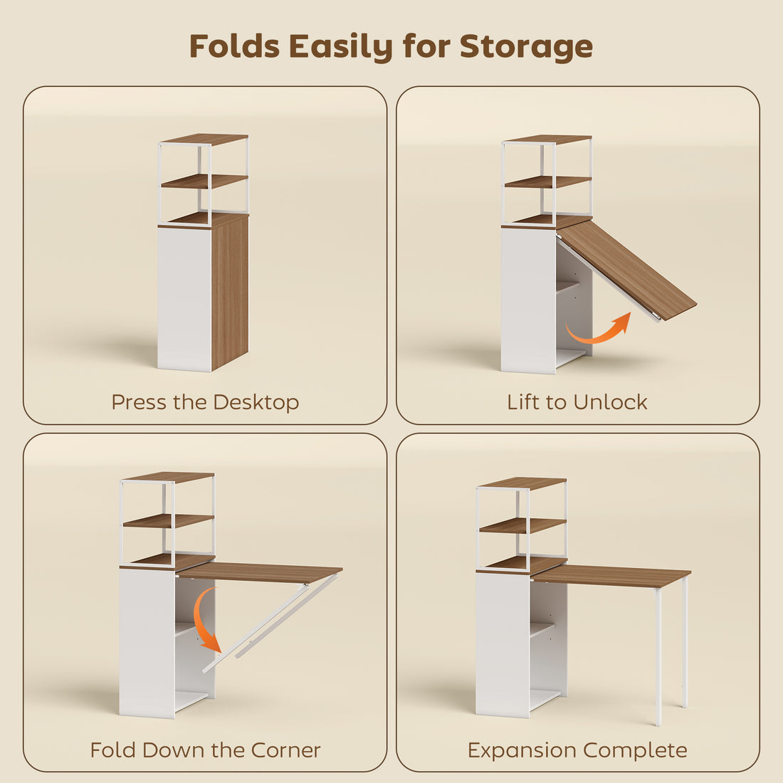 HOMCOM Folding Shelf and Work Table - Natural