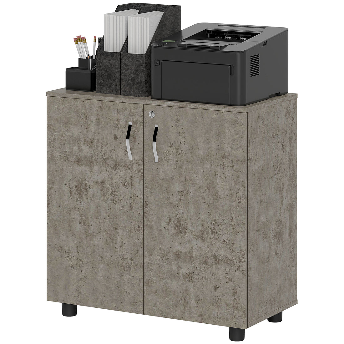 Vinsetto Two-Tier Locking Office Storage Cabinet - Grey