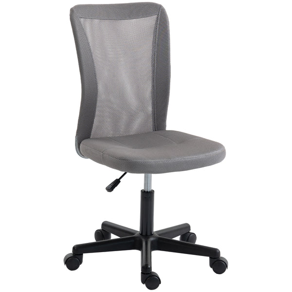 Vinsetto Computer Desk Chair, Mesh Office Chair with Adjustable Height and Swivel Wheels, Armless Study Chair, Grey