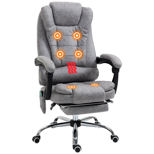 Vinsetto Heated 6 Points Vibration Massage Executive Office Chair, Adjustable Swivel Ergonomic High Back Desk Chair, Grey