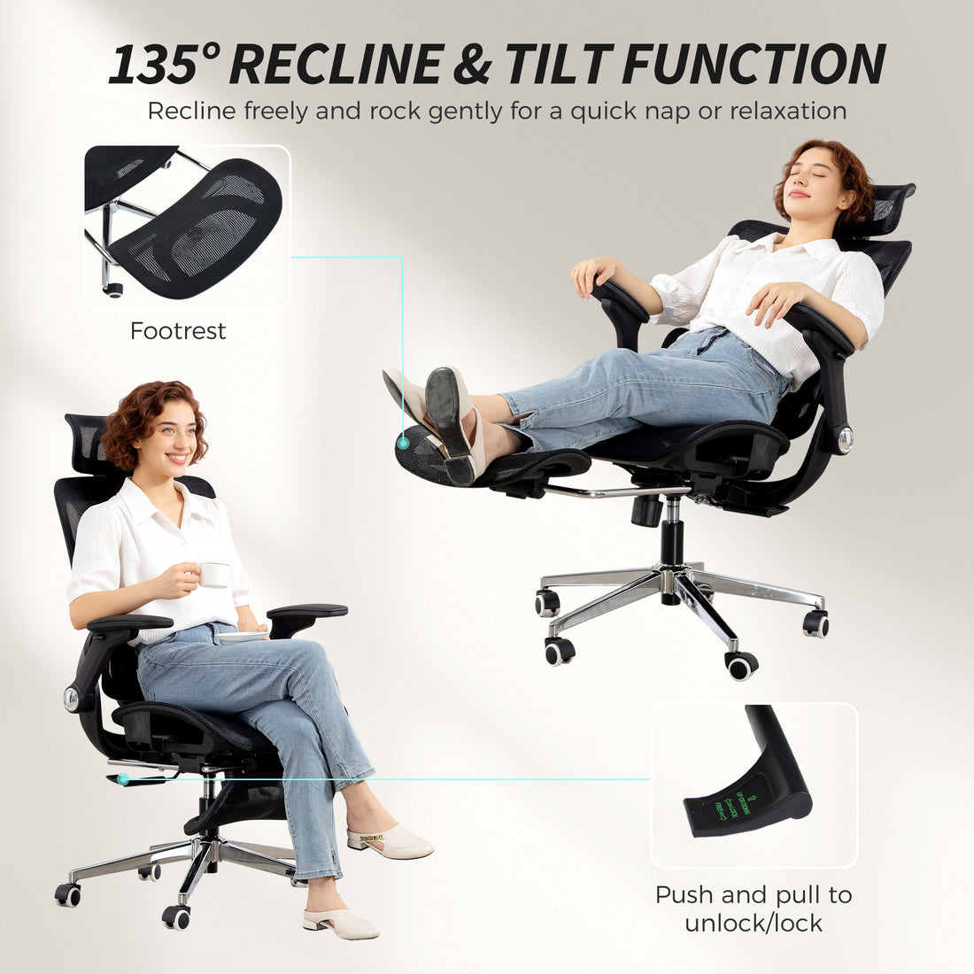 HOMCOM Ergonomic Office Chair, High Back Mesh Desk Chair, Black