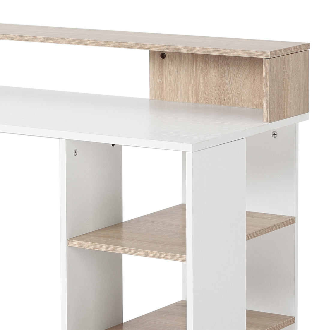 HOMCOM Computer Desk with Drawers and Storage Shelves, Office Desk Writing Table with Printer Stand, Large Workstation for Study Play Work Home Office, 137 x 55 x 92cm, Oak