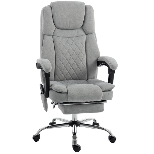 HOMCOM Office Chair with 6-Point Vibration Massage and Heat, Executive Computer Desk Chair with High Back, Reclining, Grey