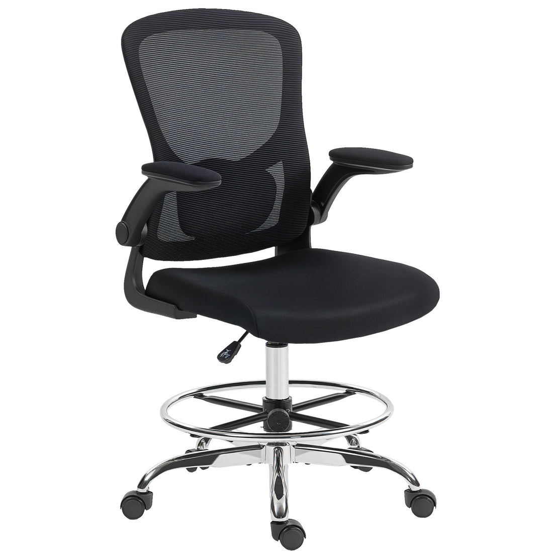 HOMCOM Draughtsman Chair, with Adjustable Lumbar - Black