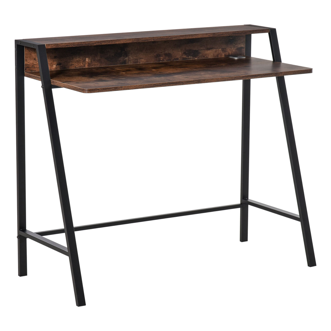 HOMCOM Writing Desk Computer Table Home Office PC Laptop Workstation Storage Shelf 100L x 45W cm Rustic Brown