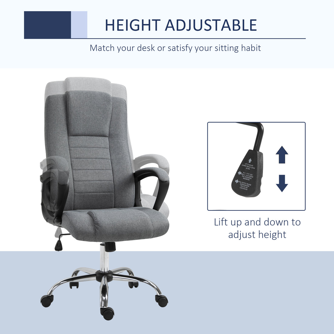 Vinsetto Linen-Look Swivel Office Chair - Dark Grey