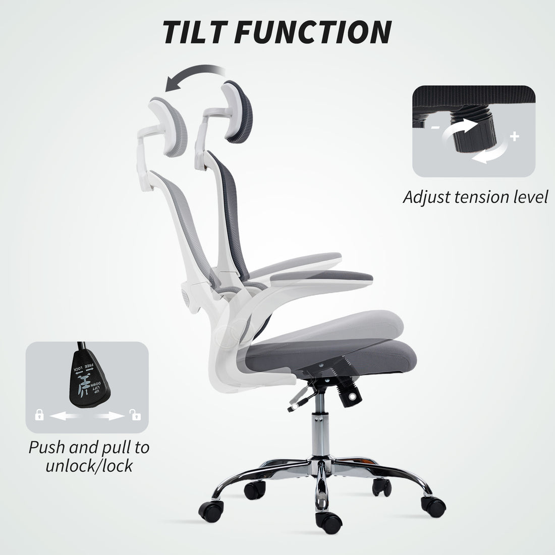 HOMCOM Mesh Back Office Chair, with Lumbar Support - Charcoal Grey