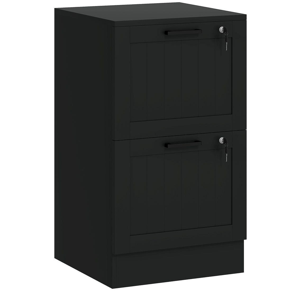 HOMCOM 2 Drawer Filing Cabinet with Lock, Office Storage Cabinet with Adjustable Hanging Bars for A4 Letter Size Files, Black