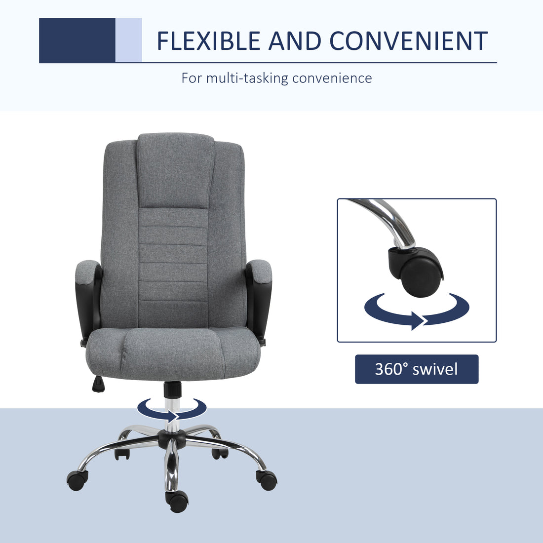 Vinsetto Linen-Look Swivel Office Chair - Dark Grey