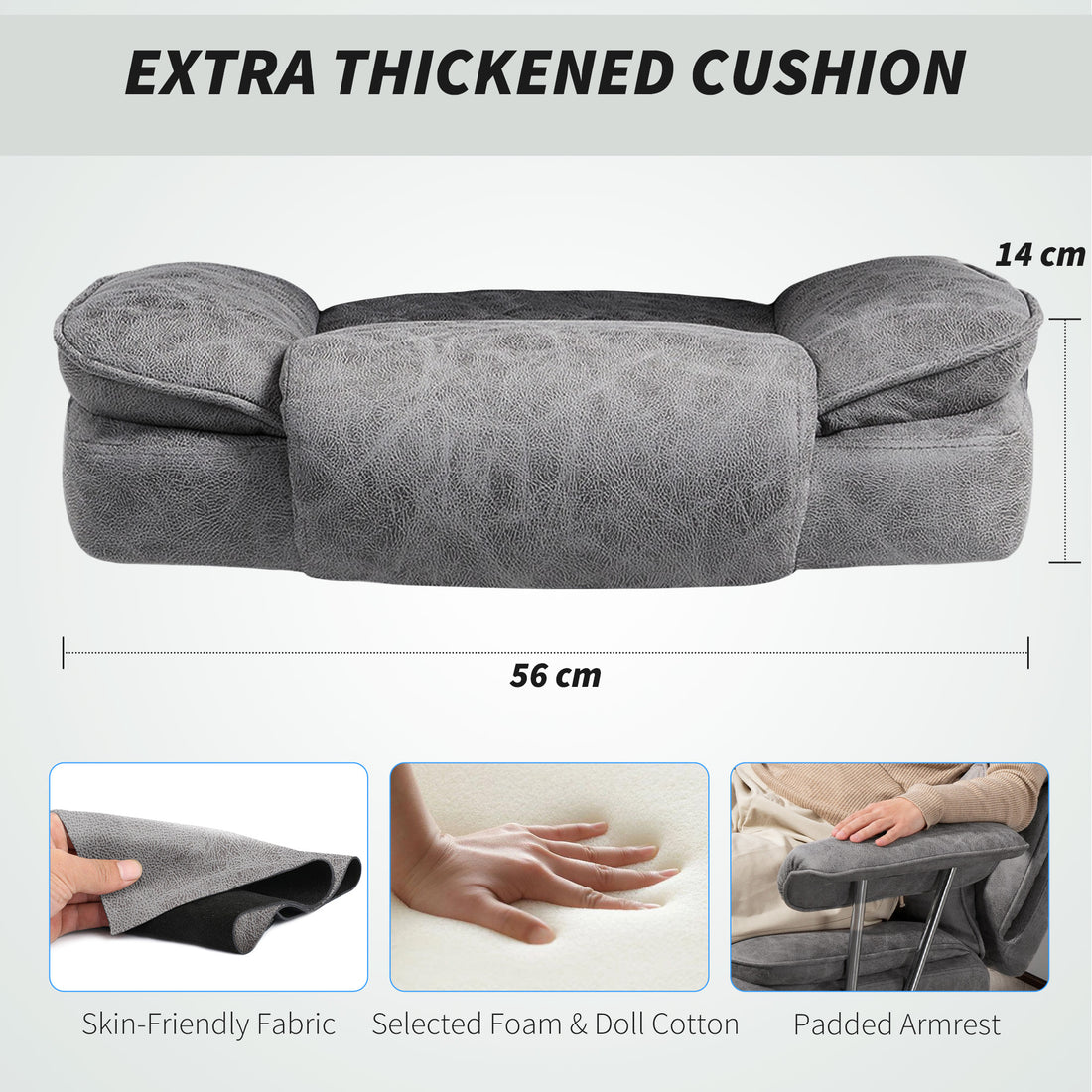 HOMCOM Leathaire Reclining Office Chair with Lumbar Support Pillow - Grey
