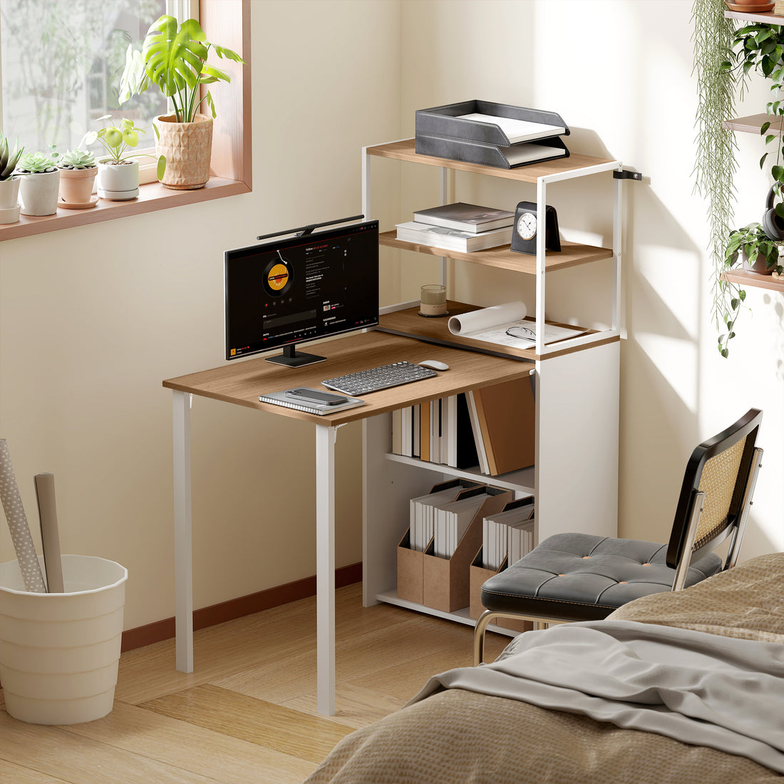 HOMCOM Folding Shelf and Work Table - Natural