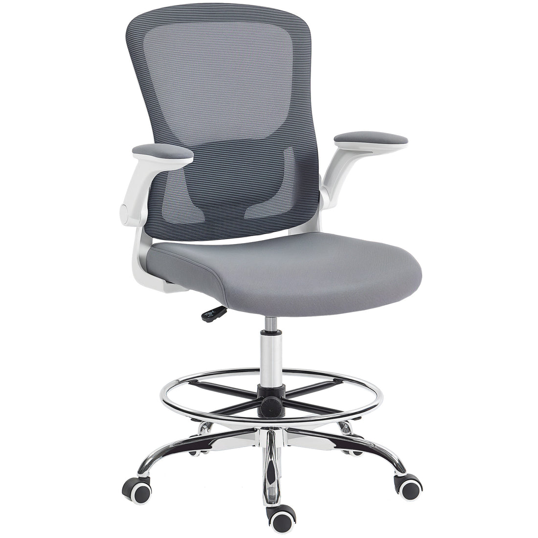 HOMCOM Draughtsman Chair, with Adjustable Lumbar - Charcoal Grey