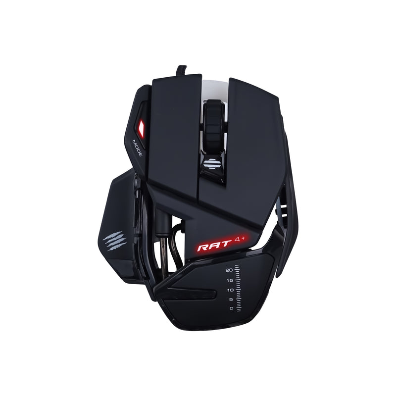 Mad Catz R.A.T. 4+ Gaming Mouse, USB 2.0, Lightweight with Adjustable Palm Rest, Ergonomic Design, Adjustable up to 7200 DPI with Gaming-grade Pixart PMW 3330 Optical Sensor and 7 Programmable Buttons