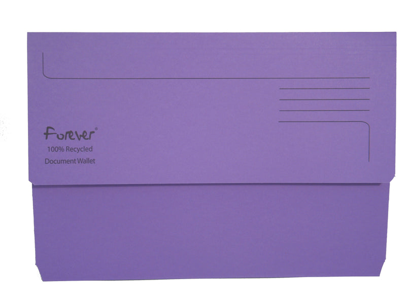 Exacompta Forever Document Wallet Manilla Foolscap Half Flap 290gsm Purple (Pack 25)