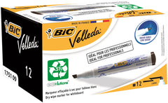 Bic Velleda 1751 Whiteboard Marker Chisel Tip 3.7-5.5mm Line Black (Pack 12)