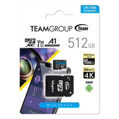 Team Elite A1 512GB Micro SDXC UHS-1 Flash Card with Adapter (for Android & 4K)